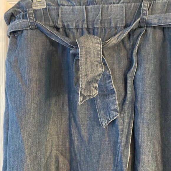 Women's Velvet Heart Blue Denim maxi Wrap skirt w tie belt size L - Picture 2 of 7